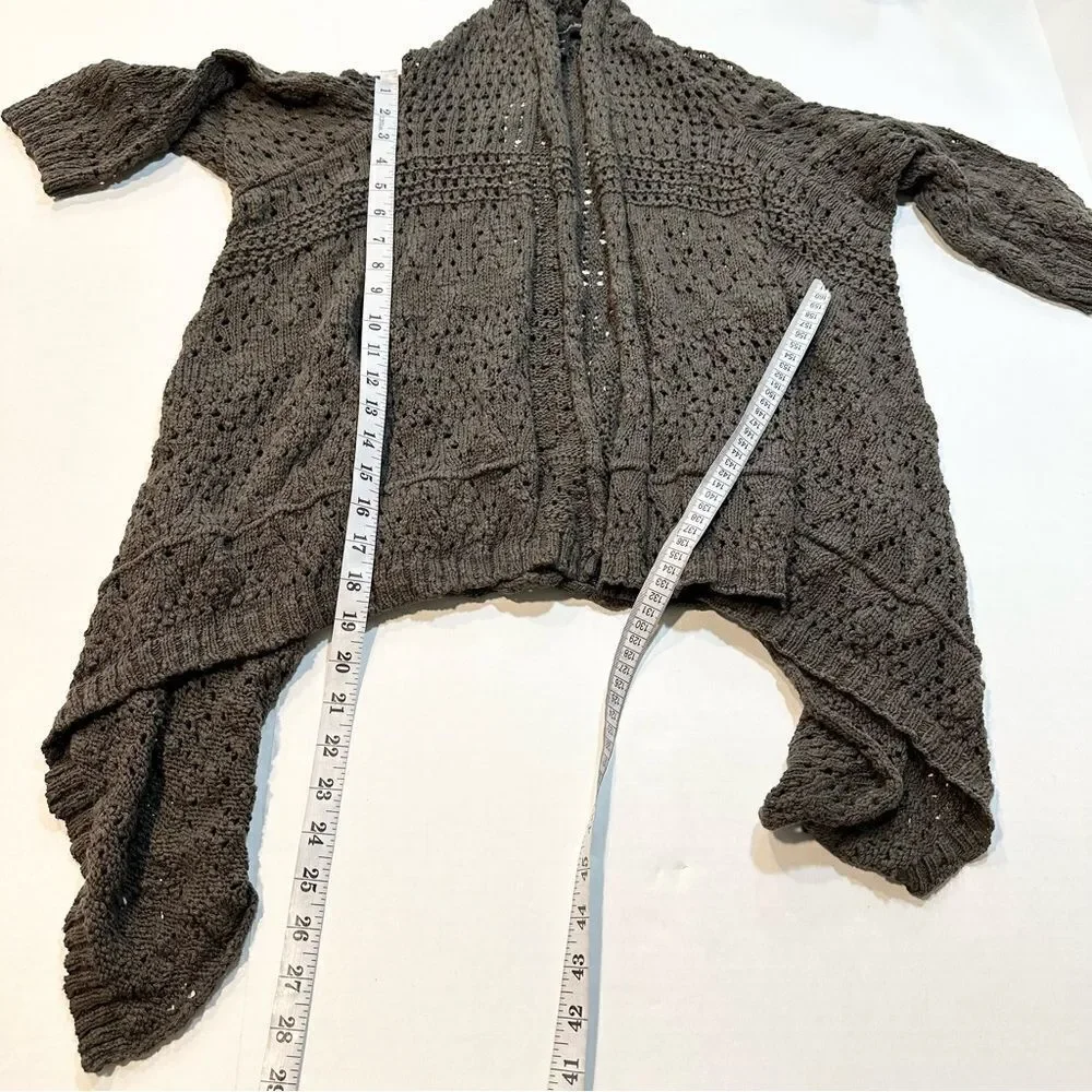 NWT Calvin Klein Crochet Sweater Olive Open Front Draped, Size L